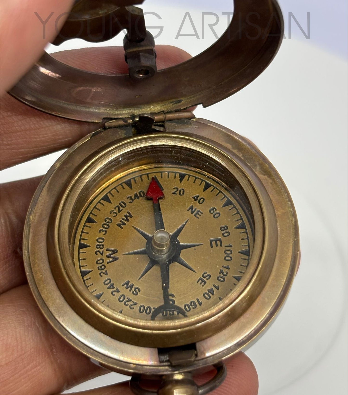 2" Antique Polished Brass Sundial Compass