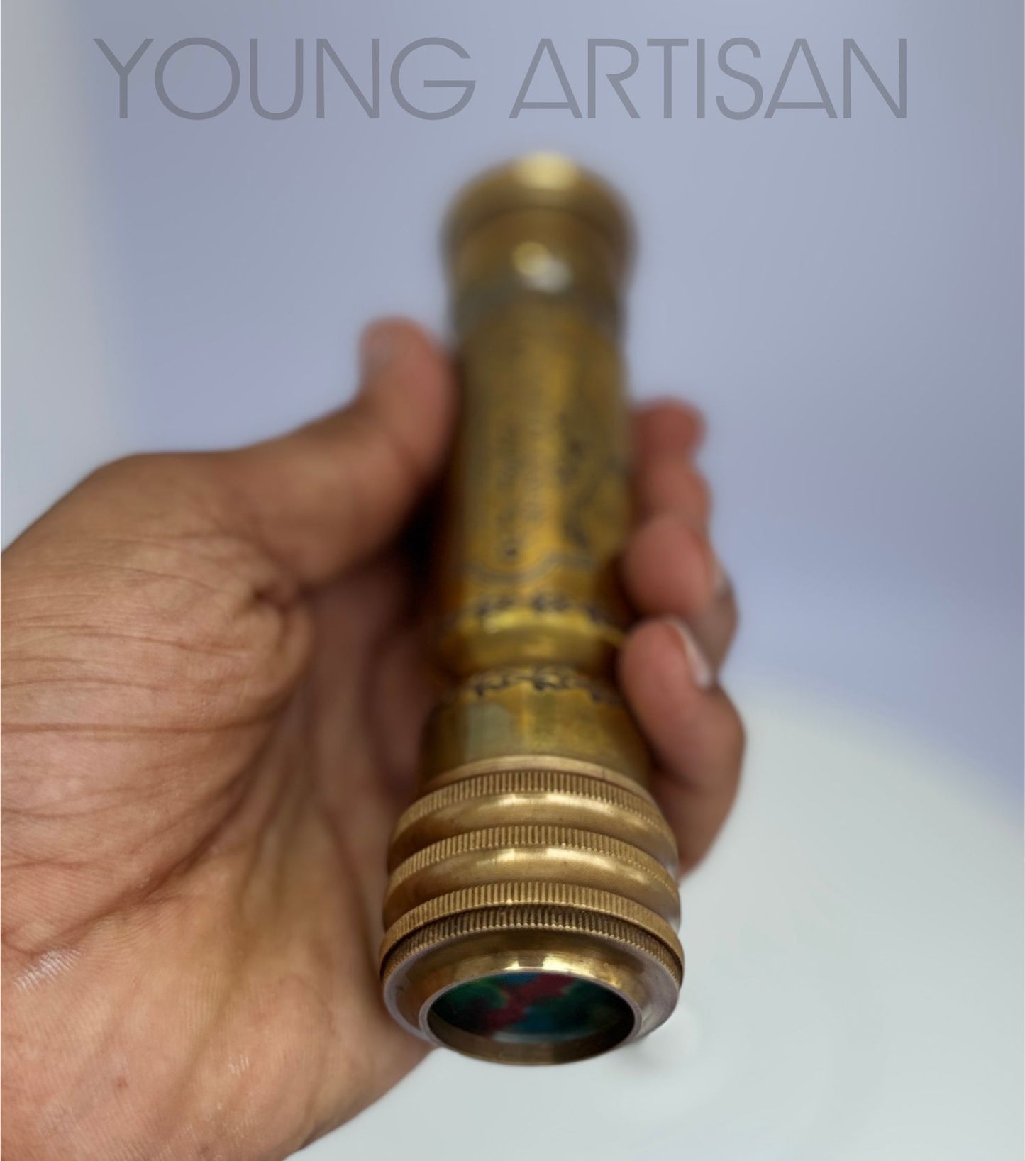 6" Brass Kaleidoscope | Antique Brown Finish | Handmade Vintage Optical Toy