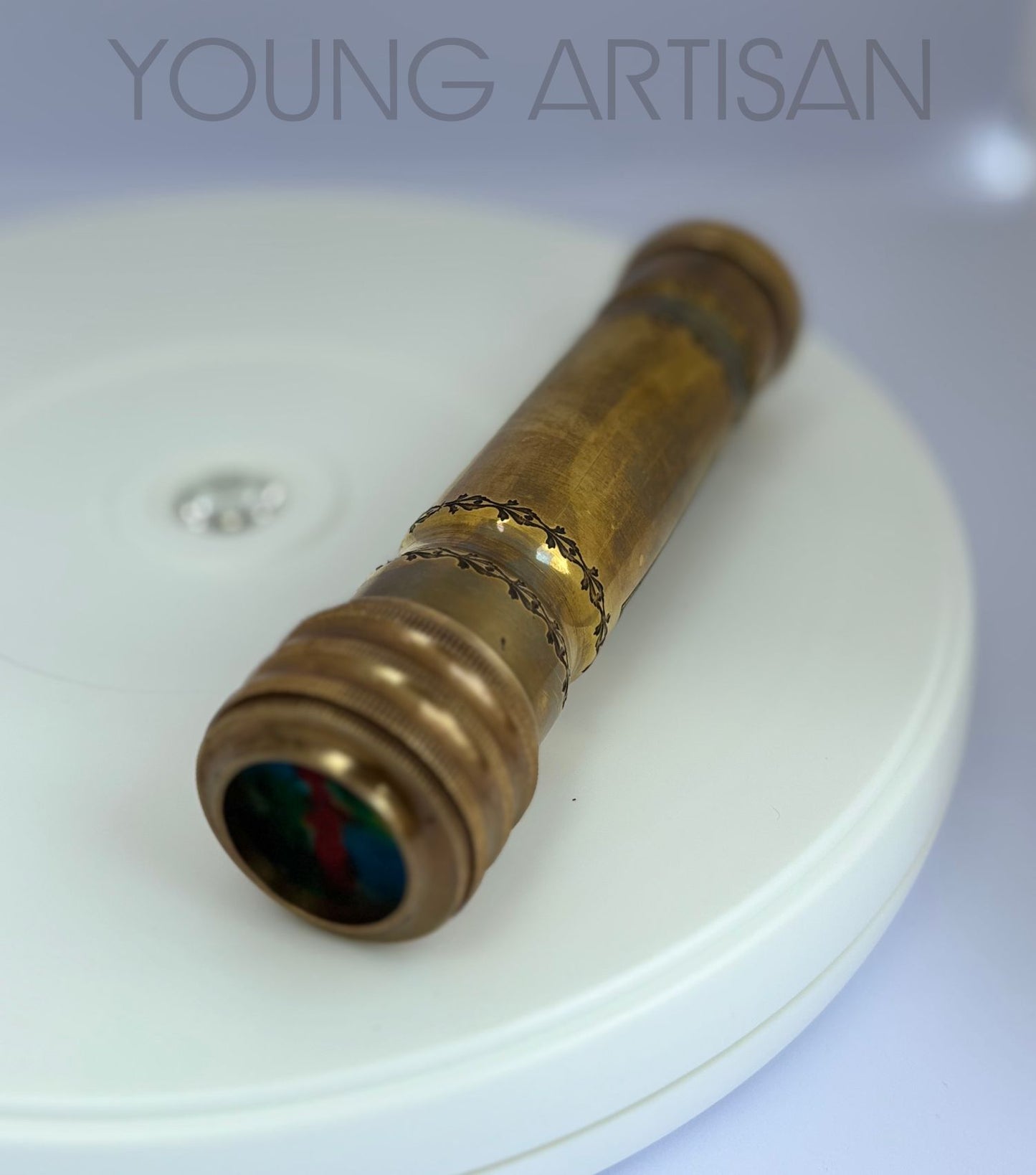 6" Brass Kaleidoscope | Antique Brown Finish | Handmade Vintage Optical Toy
