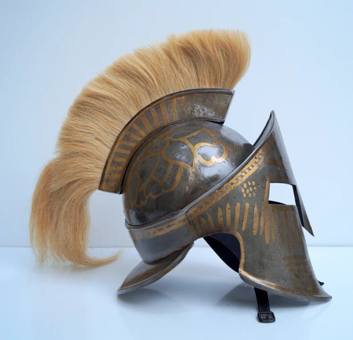 Great King Leonidas Spartan 300 Movie Gold Helmet