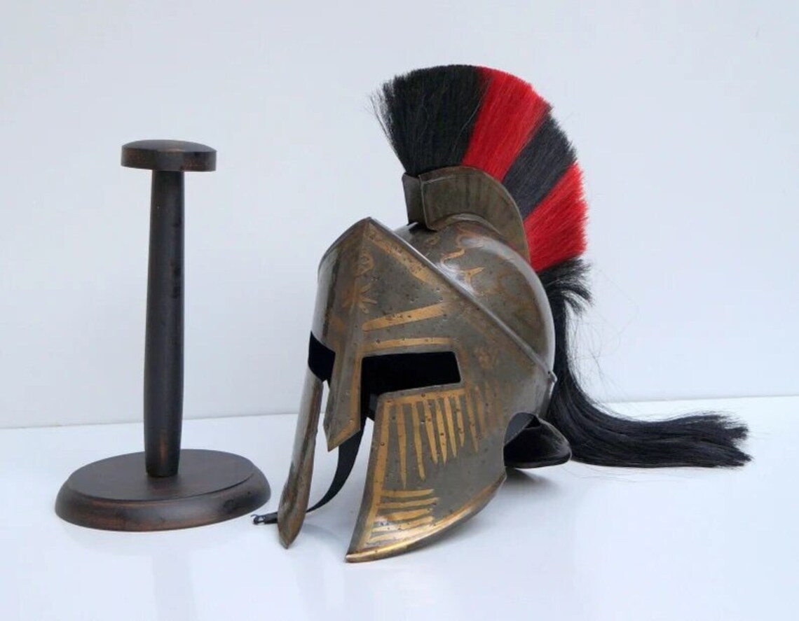 Great King Leonidas Spartan 300 Movie Gold Helmet
