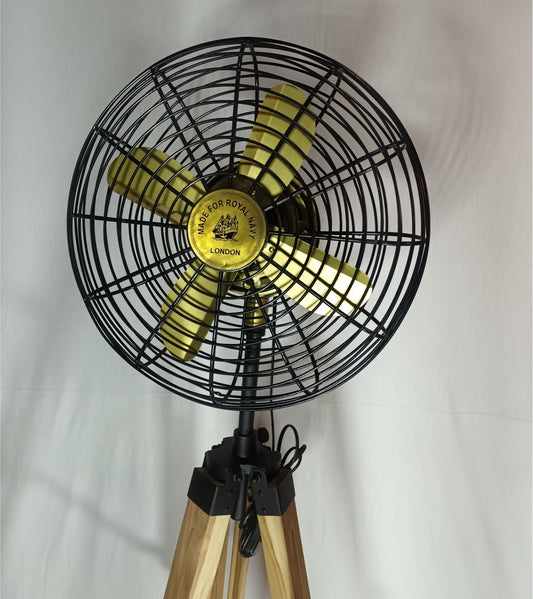 Antique Tripod Black & Gold Electric Fan