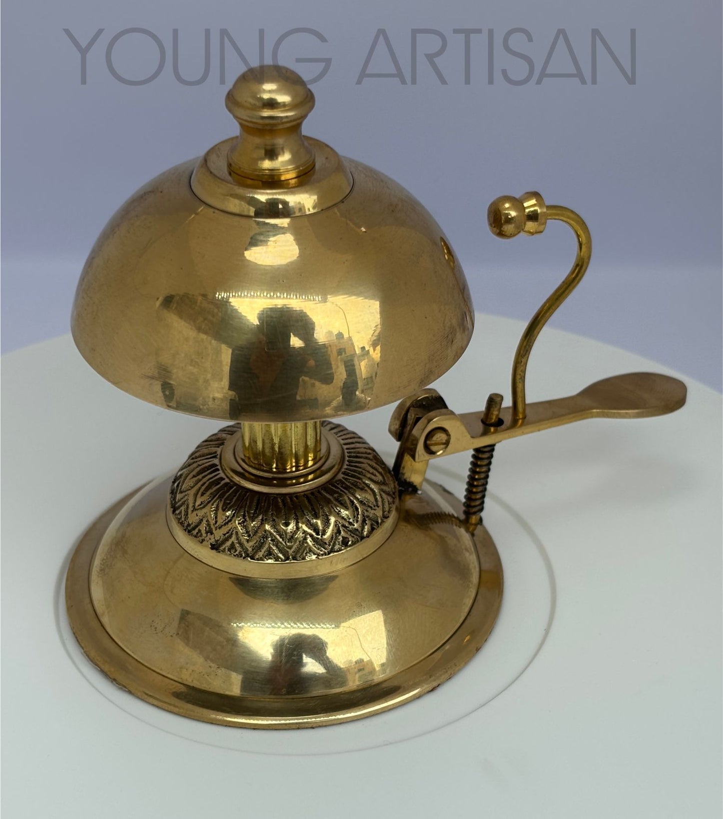Antique Brass Desk Calling Bell 5" | Vintage Hotel Reception Bell | Office Service Bell | Handmade Collectible Counter Bell