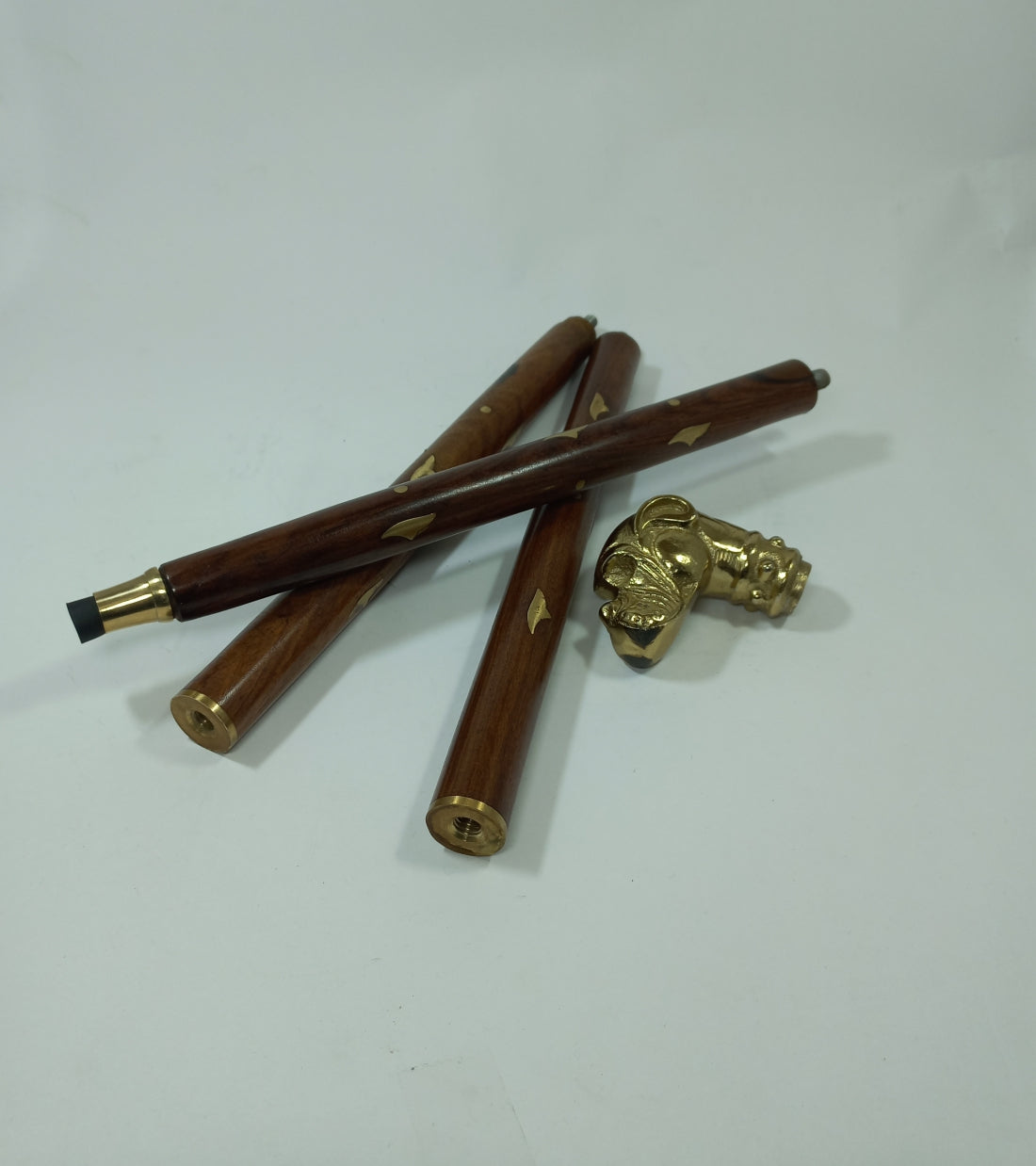 Foldable Walking Stick Brass Bull Dog Handle