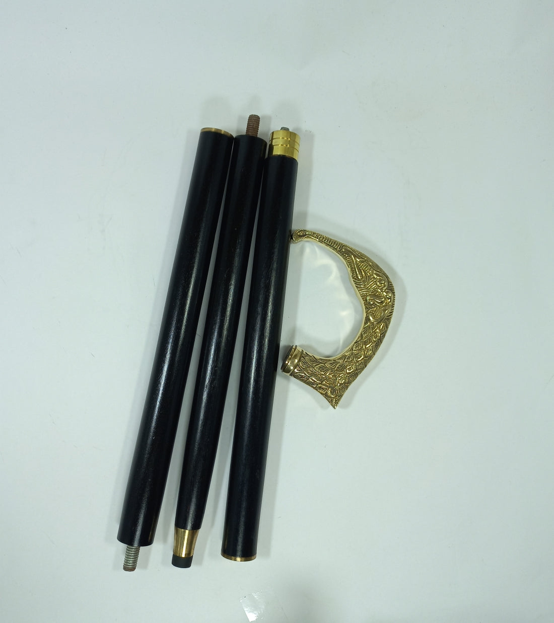 Foldable Walking Stick Brass Elephant Handle 36"