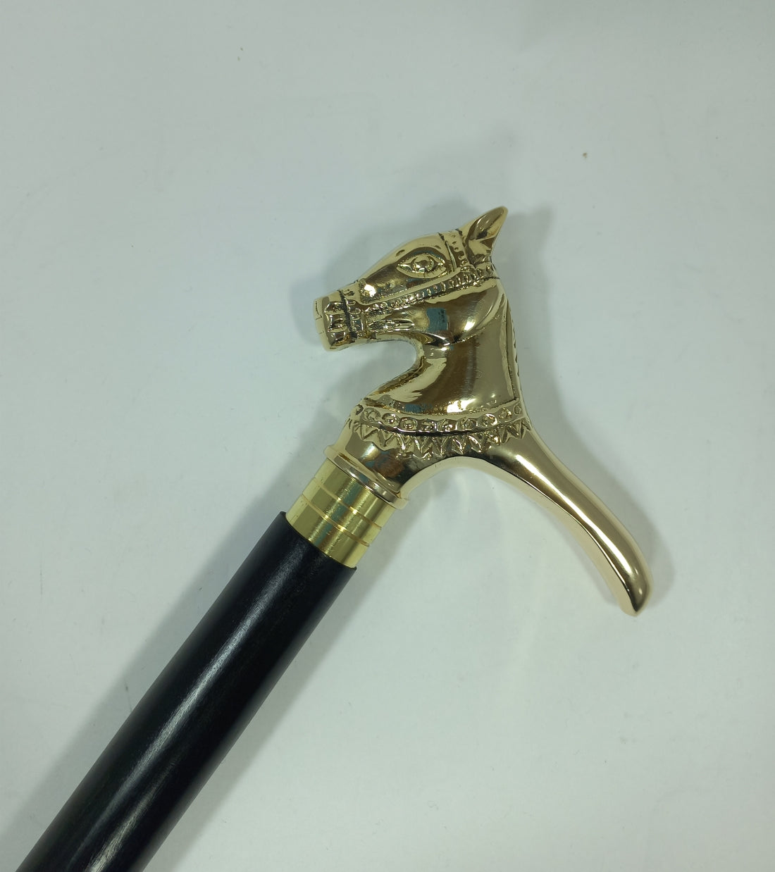Foldable Walking Stick Brass Horse H3 Handle 36"