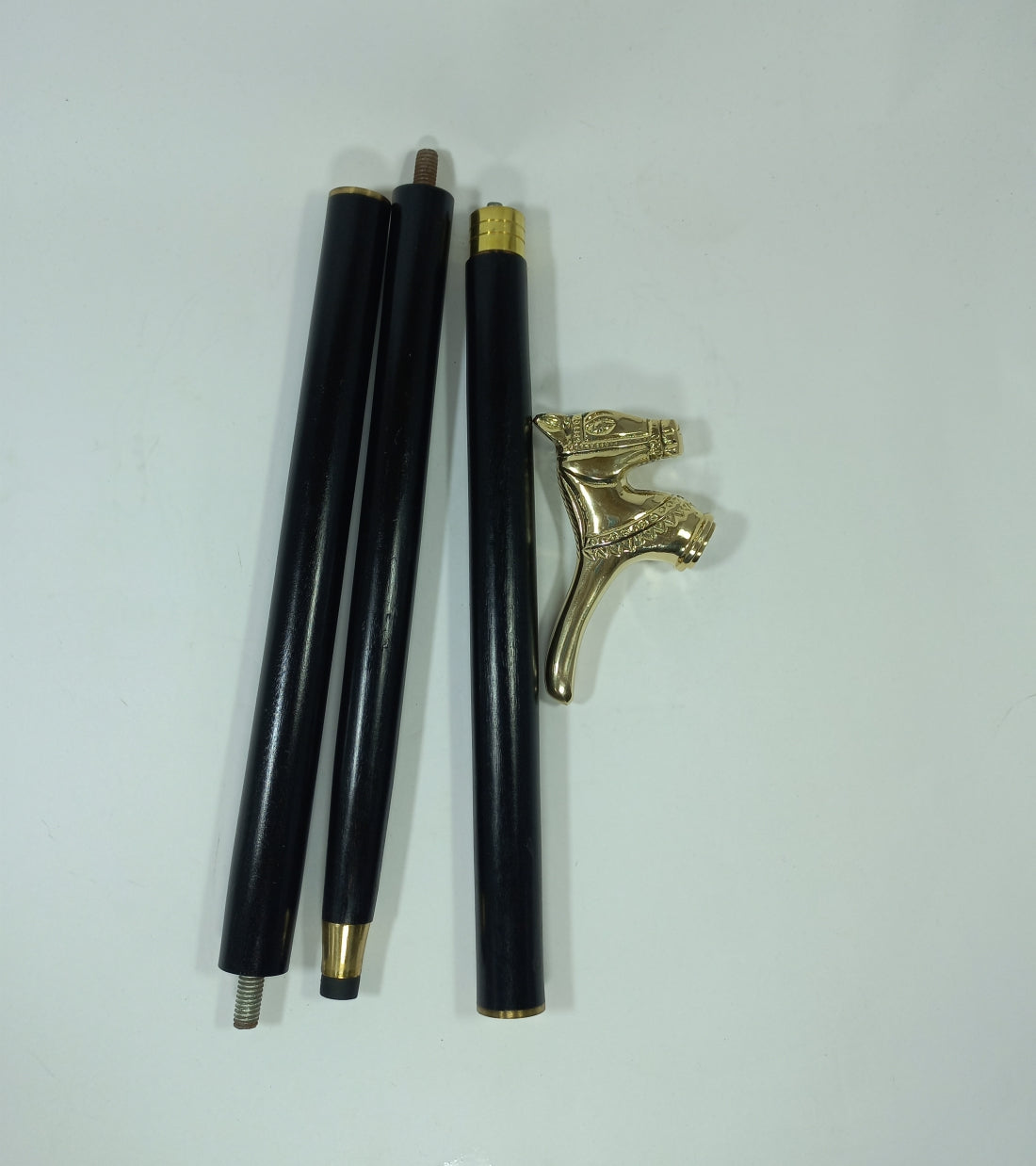 Foldable Walking Stick Brass Horse H3 Handle 36"