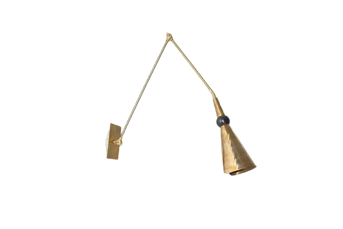 Tall Brass Wall Lamp – Handcrafted Mid-Century Accent Light (5"x19"x19")