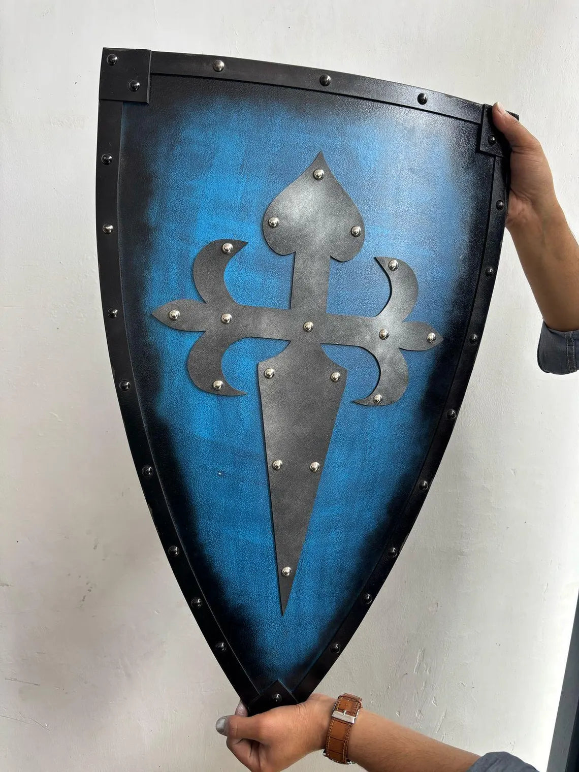 Medieval Handmade Wooden Templar Shield – Heater Cross Shield 24"