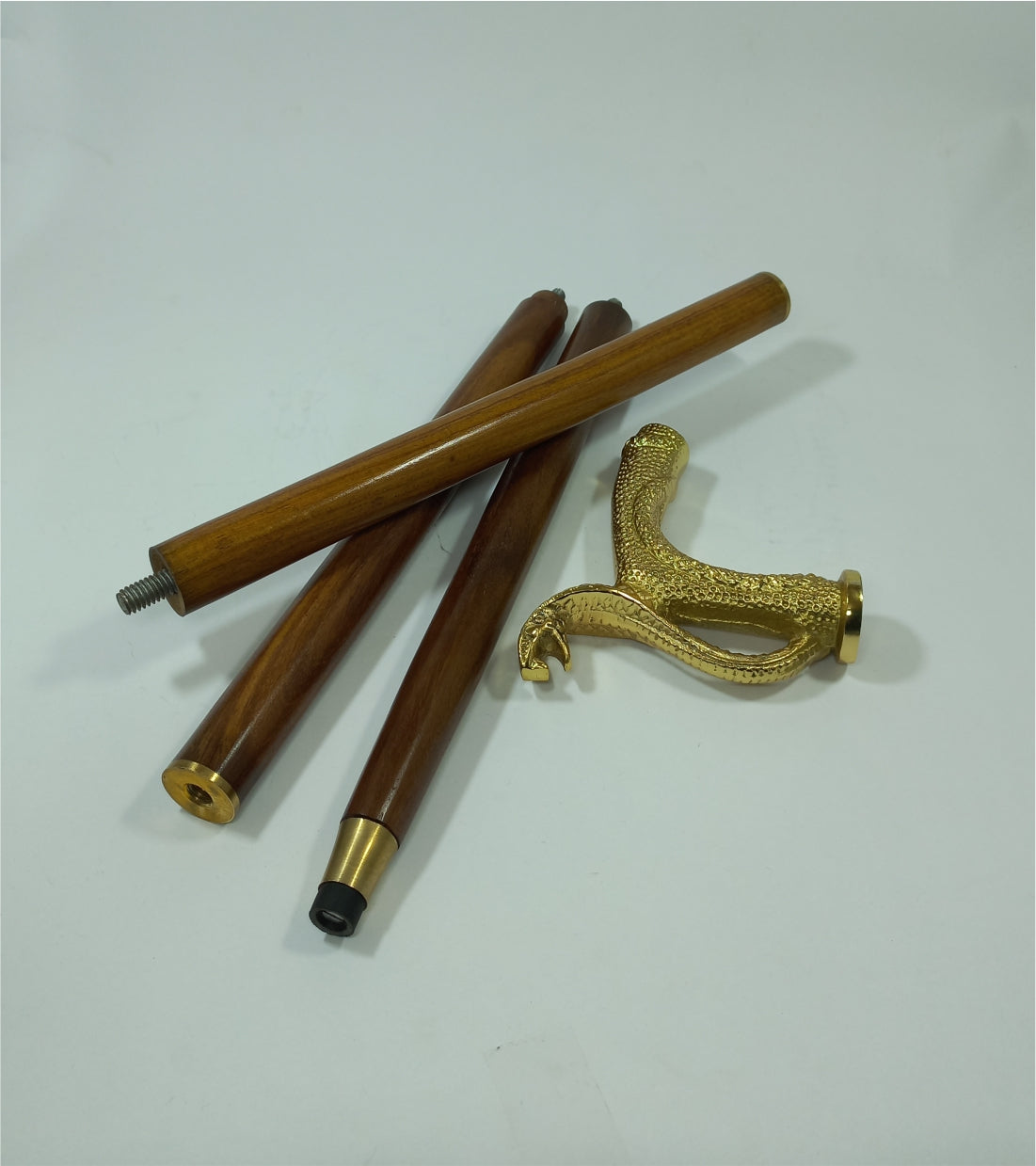 Foldable Walking Stick Brass Snake Handle 36"