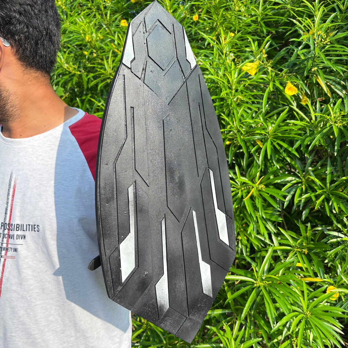 Wakanda Captain America Wooden Shield – 22"x10" Handcrafted Replica with Back Strap
