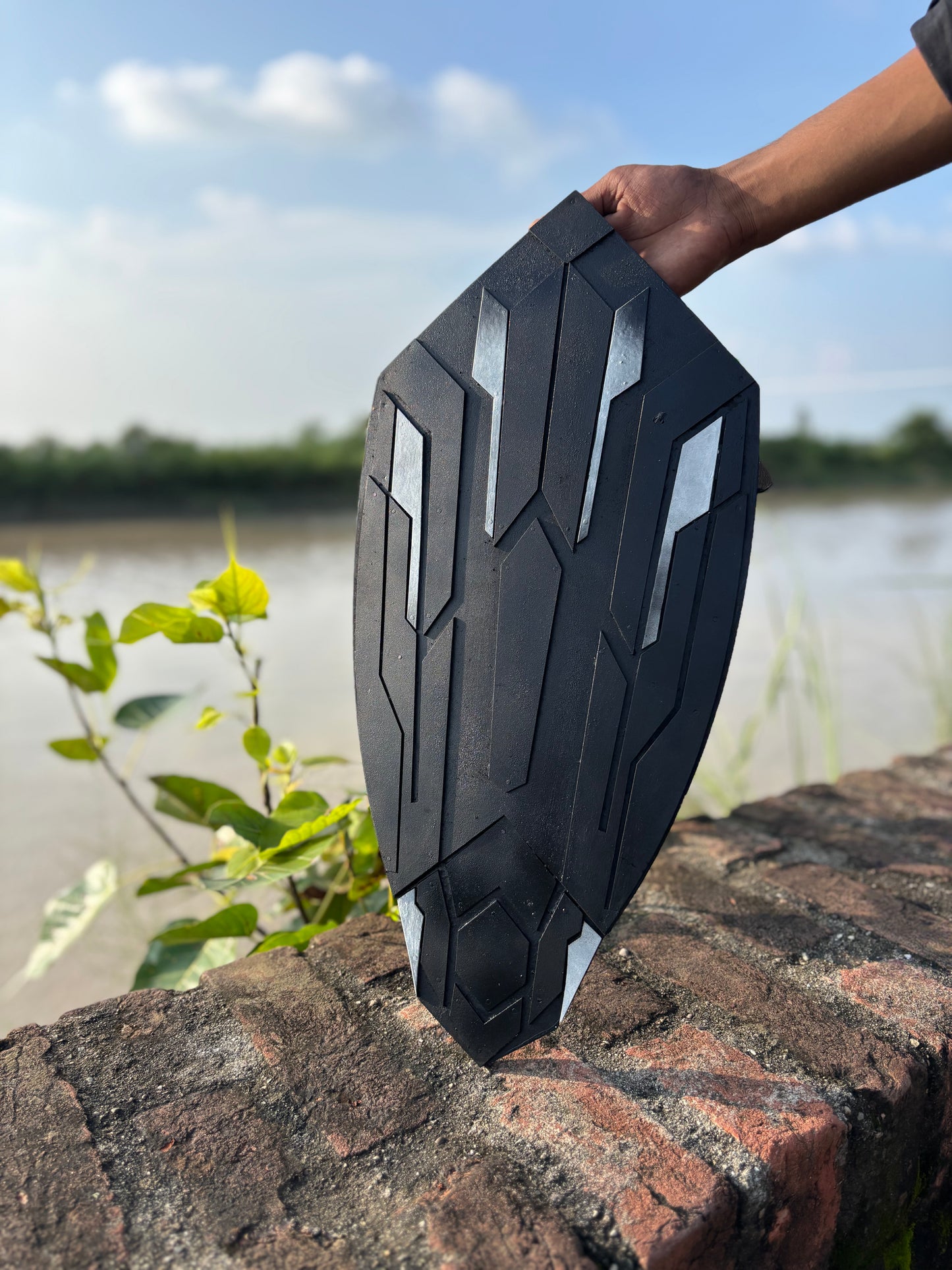 Wakanda Captain America Wooden Shield – 22"x10" Handcrafted Replica with Back Strap