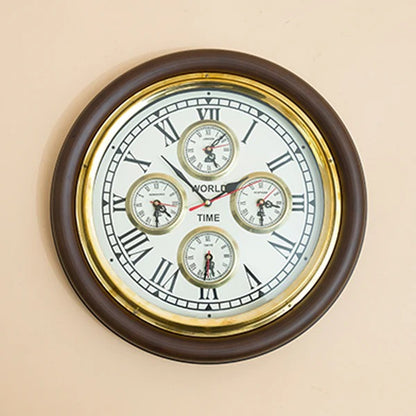 World Time Wooden Wall Clock 16"