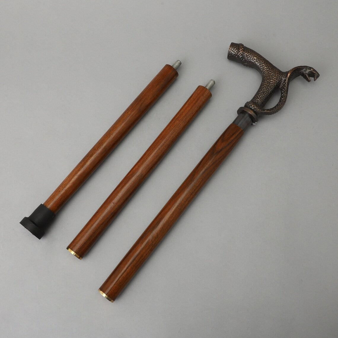 Foldable Walking Stick | Bronze Snake Handle