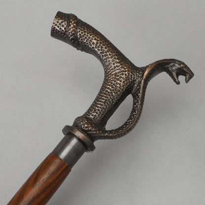 Foldable Walking Stick | Bronze Snake Handle