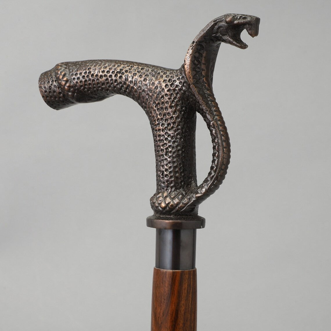 Foldable Walking Stick | Bronze Snake Handle