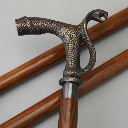 Foldable Walking Stick | Bronze Snake Handle