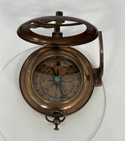 2.5" Antique Polished Brass Sundial Compass