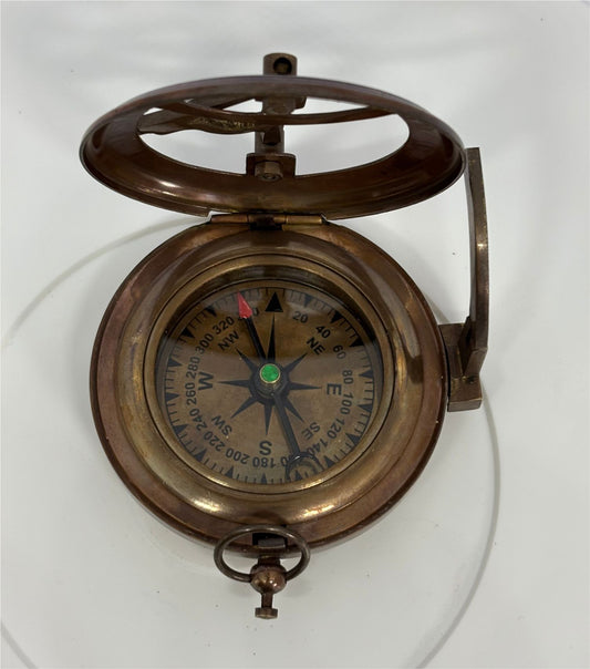2.5" Antique Polished Brass Sundial Compass