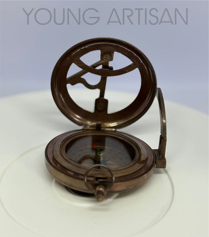 2.5" Antique Polished Brass Sundial Compass
