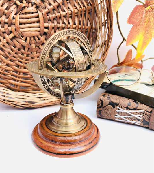 Vintage Nautical Brass Armillary Sphere World Globe