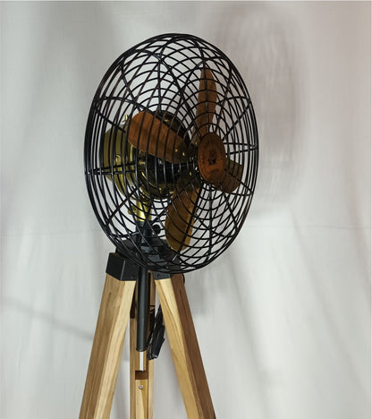 Antique Tripod Black & Gold Electric Fan