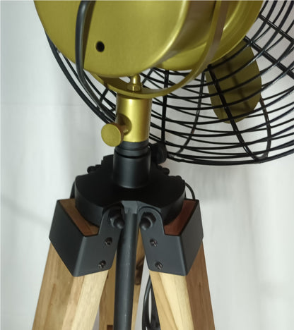 Antique Tripod Black & Gold Electric Fan