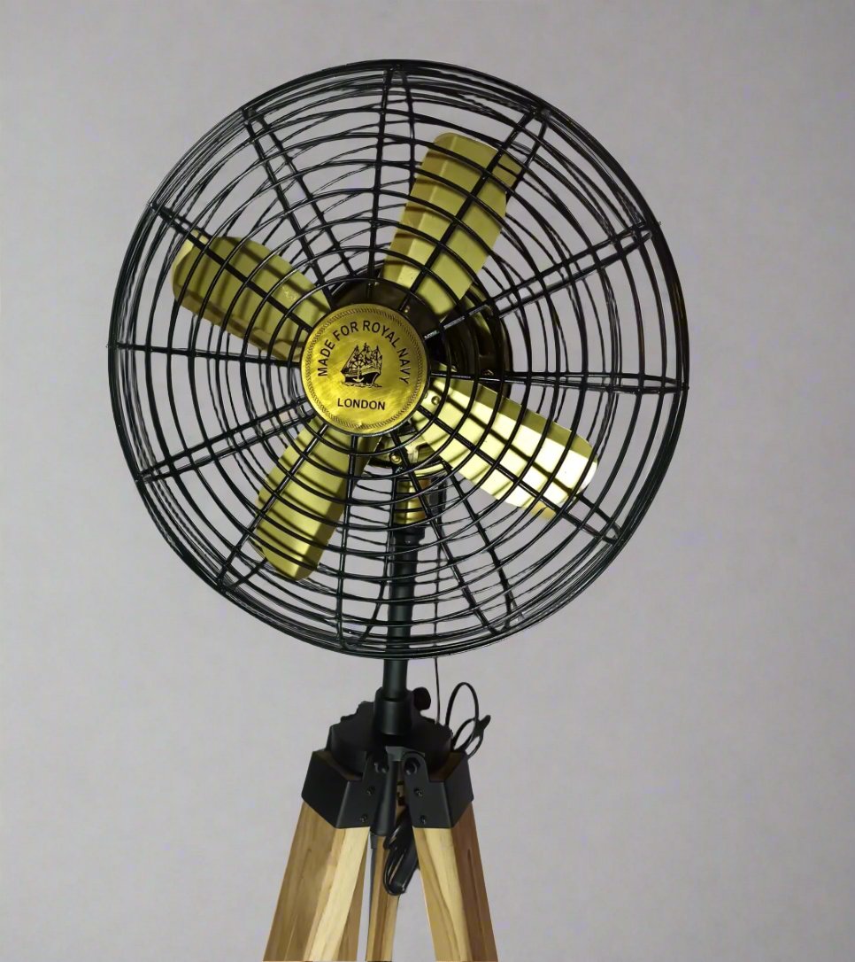 Antique Tripod Black & Gold Electric Fan