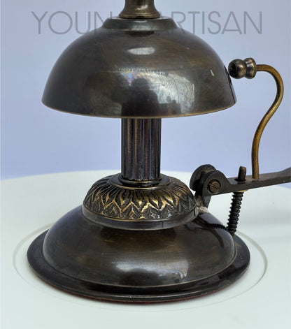 Antique Brass Desk Calling Bell 5" | Vintage Hotel Reception Bell | Office Service Bell | Handmade Collectible Counter Bell