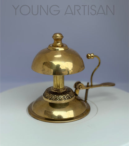 Antique Brass Desk Calling Bell 5" | Vintage Hotel Reception Bell | Office Service Bell | Handmade Collectible Counter Bell