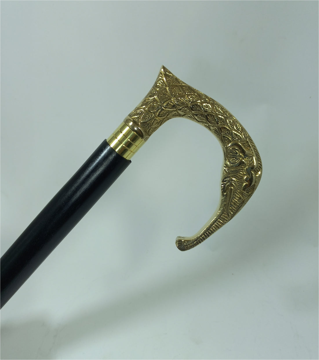 Foldable Walking Stick Brass Elephant Handle 36"