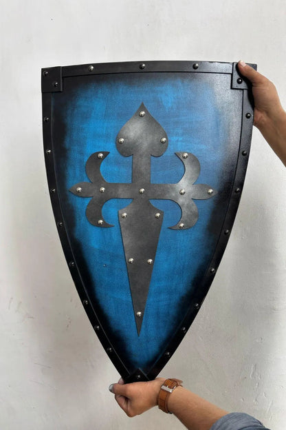 Medieval Handmade Wooden Templar Shield – Heater Cross Shield 24"