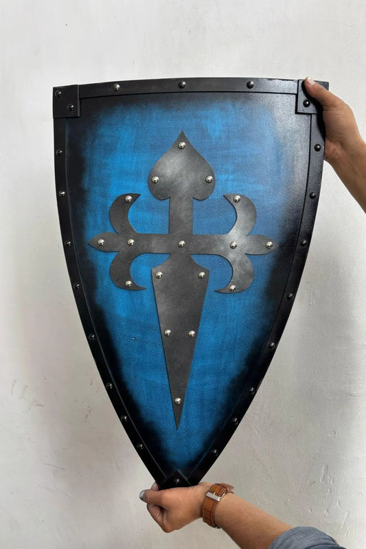 Medieval Handmade Wooden Templar Shield – Heater Cross Shield 24"