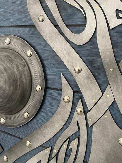 Wooden Viking Dragon Shield, Battle Ready Valhalla Viking Shield Gift For Men
