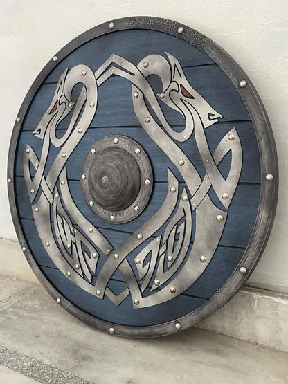 Wooden Viking Dragon Shield, Battle Ready Valhalla Viking Shield Gift For Men