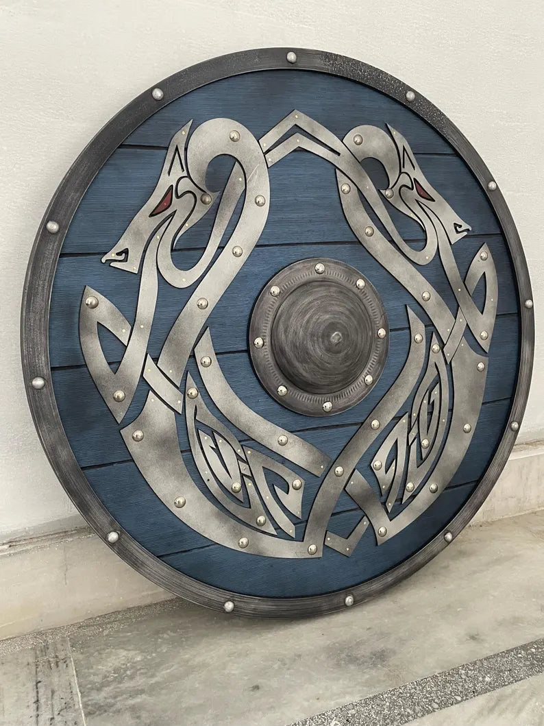 Wooden Viking Dragon Shield, Battle Ready Valhalla Viking Shield Gift For Men