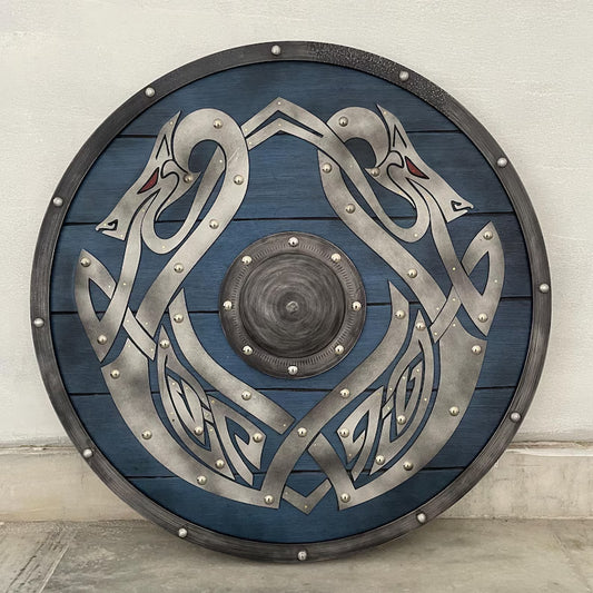 Wooden Viking Dragon Shield, Battle Ready Valhalla Viking Shield Gift For Men