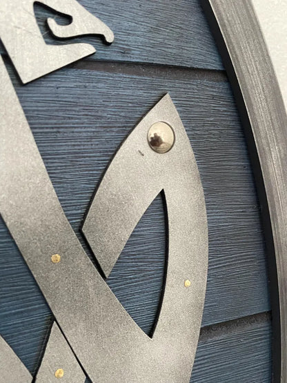 Wooden Viking Dragon Shield, Battle Ready Valhalla Viking Shield Gift For Men