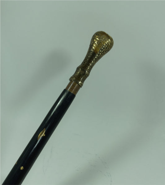 Foldable Walking Stick Brass Antique Knob Handle