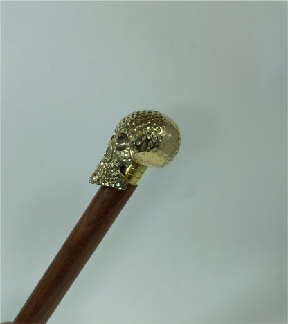 Foldable Walking Stick Brass Skull Handle 36"