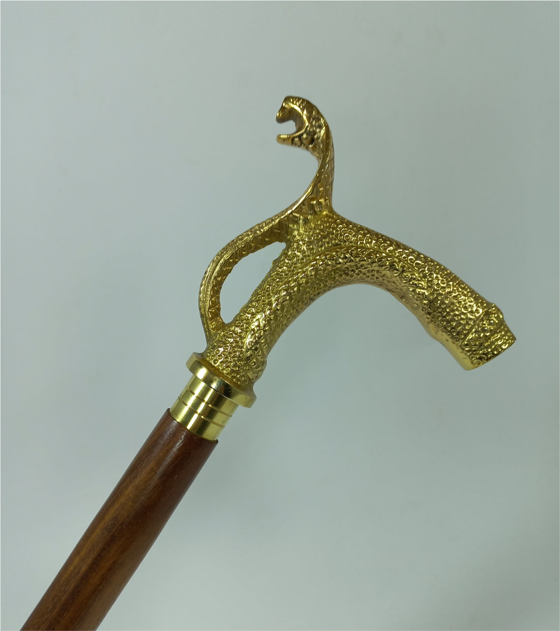 Foldable Walking Stick Brass Snake Handle 36"