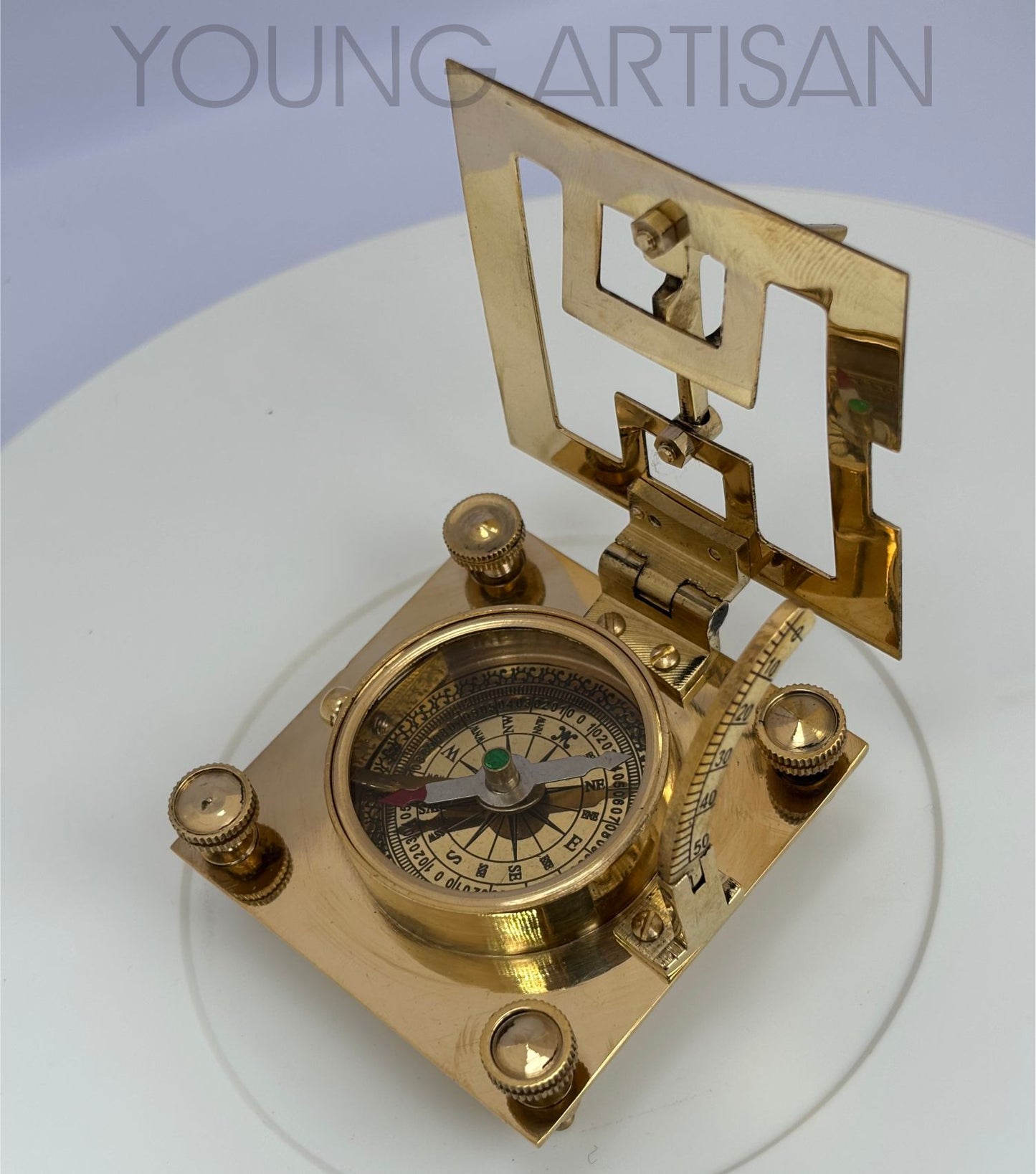 3" Square Brass Sundial Compass