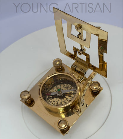 3" Square Brass Sundial Compass