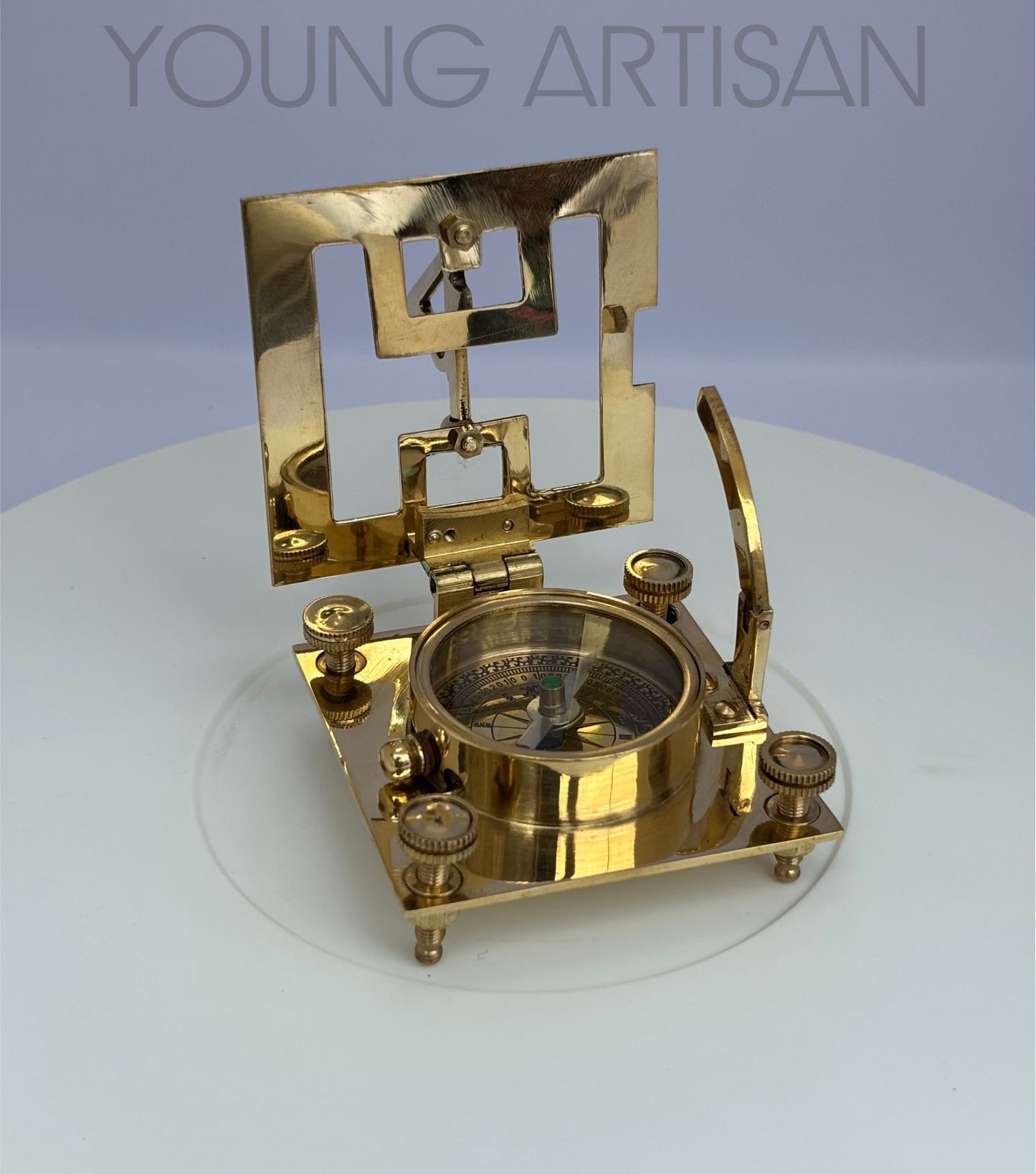 3" Square Brass Sundial Compass