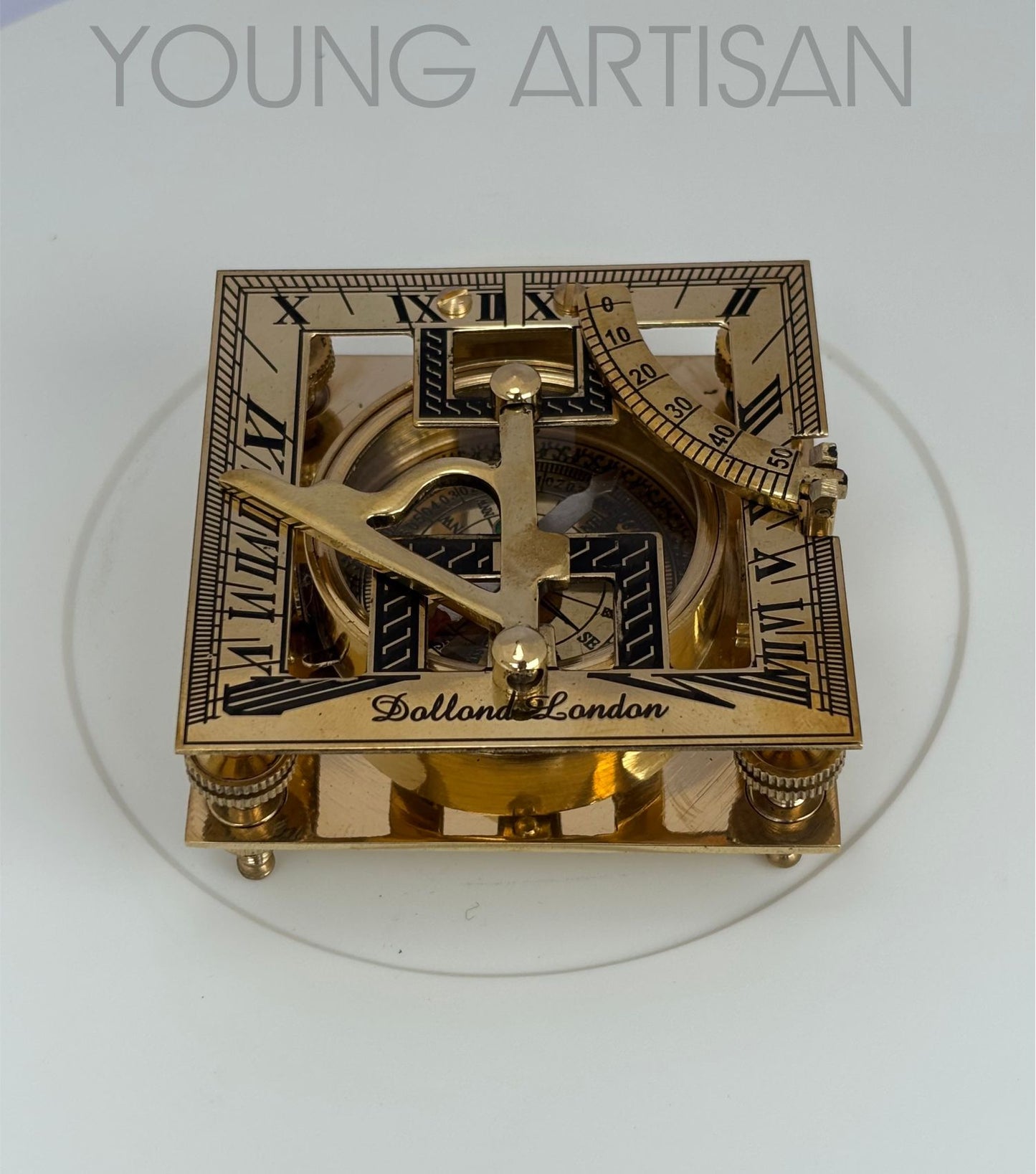 3" Square Brass Sundial Compass