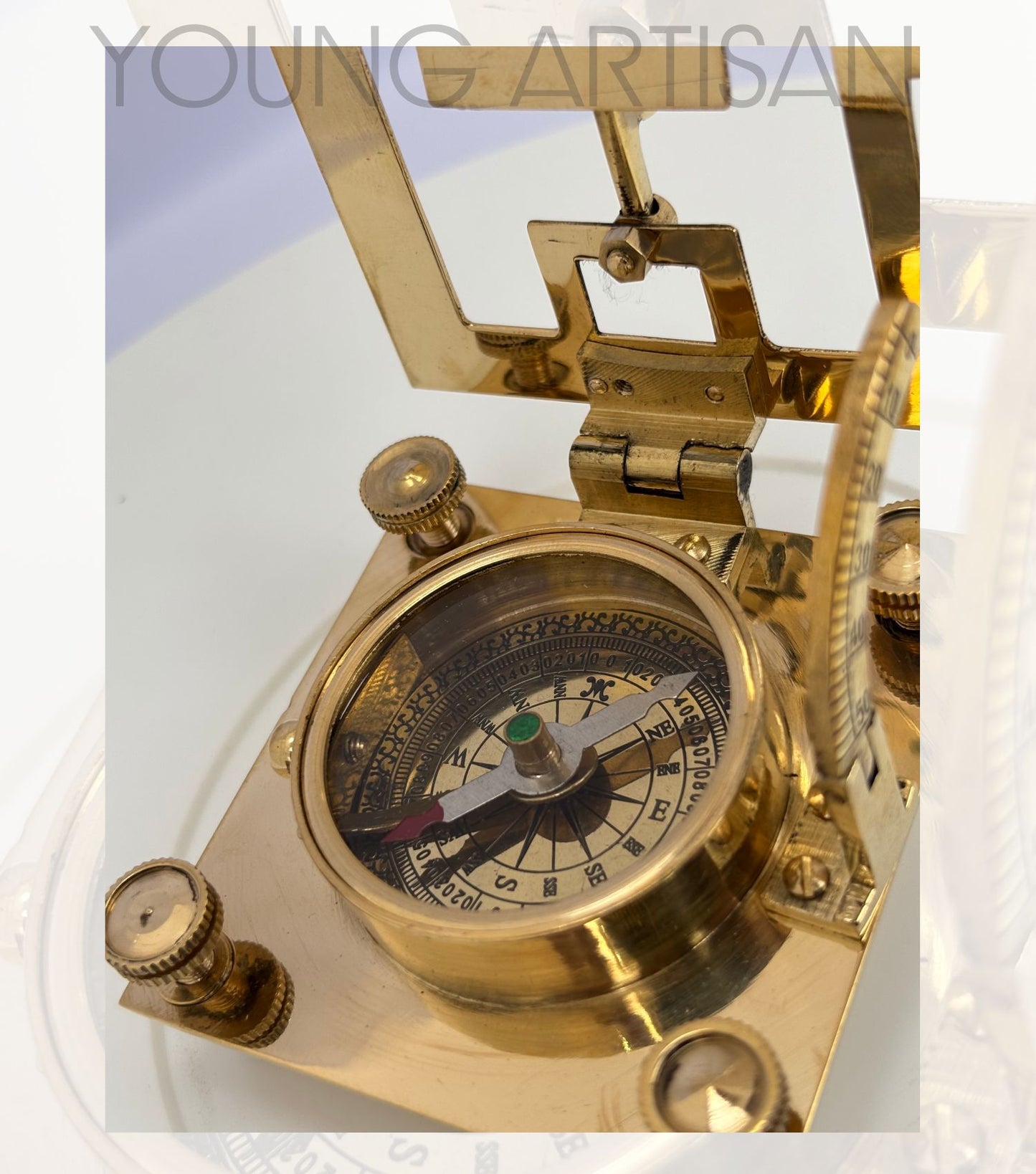 3" Square Brass Sundial Compass