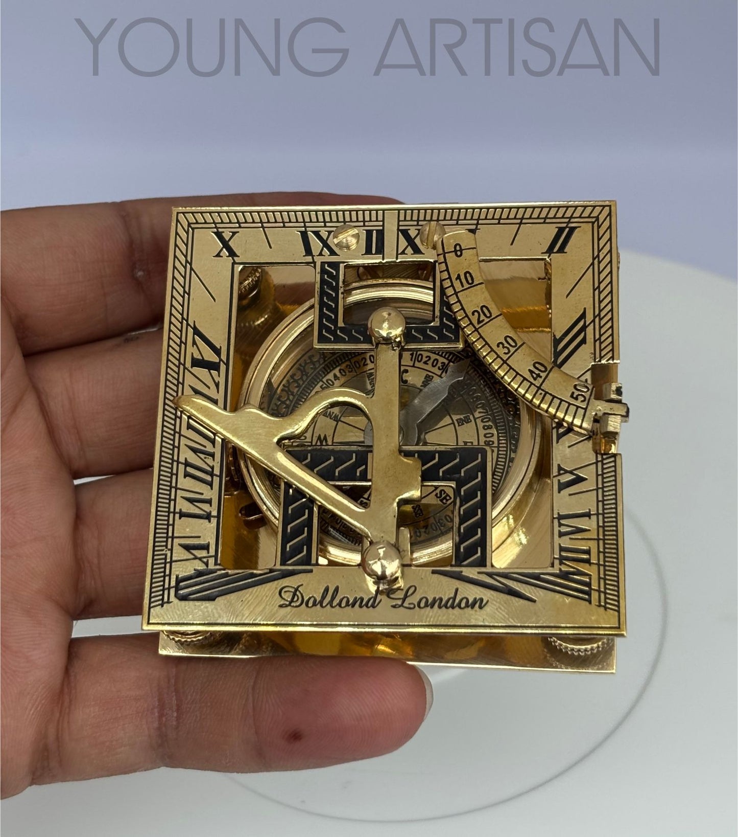 3" Square Brass Sundial Compass