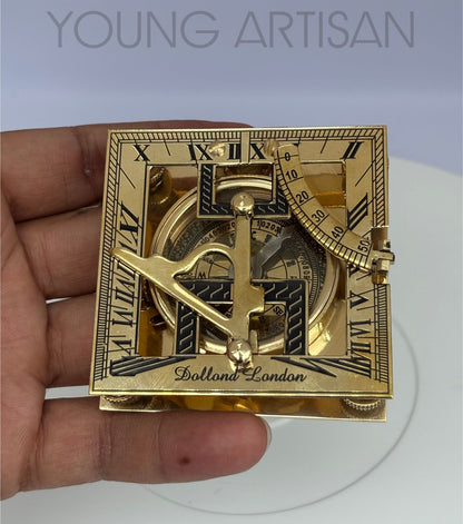 3" Square Brass Sundial Compass