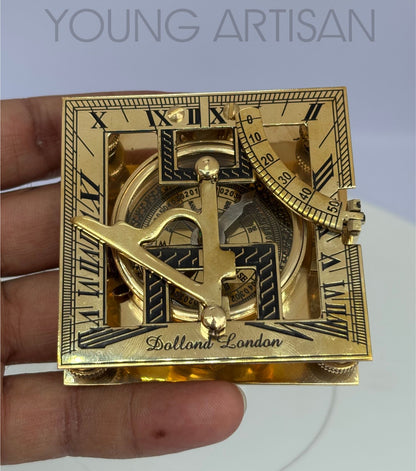 3" Square Brass Sundial Compass